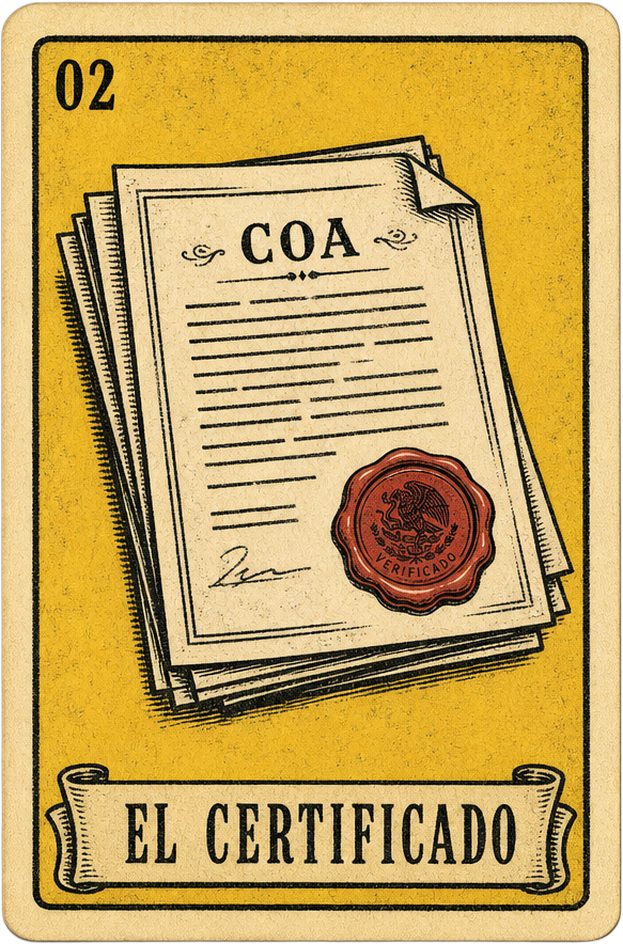 El Certificado — Lotería card 02, certificate of analysis