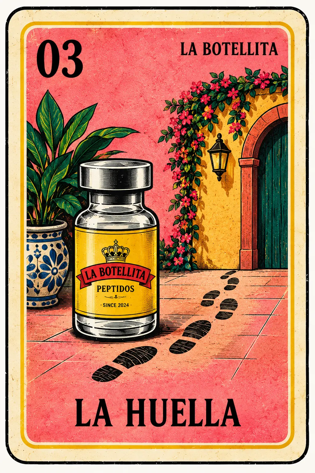 Vintage batch vial with a visual trail leading to documentation