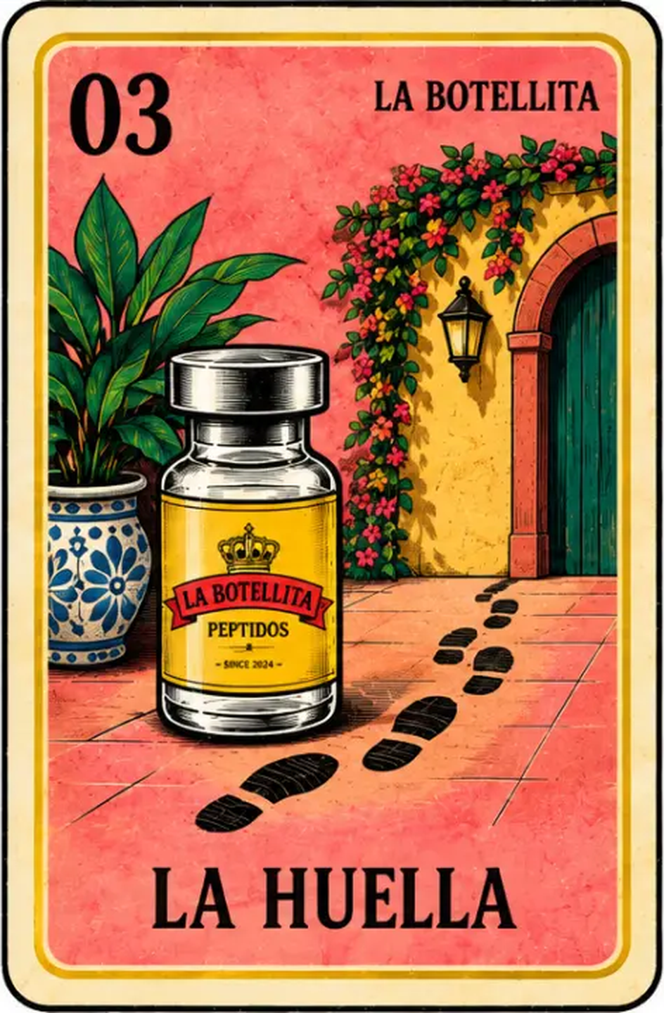 Vintage batch vial with a visual trail leading to documentation